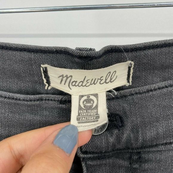 Madewell 10" High Rise Skinny Fit Jeans Women's Sz 30 Stretch Raw Hem Denim Gray - Picture 5 of 12